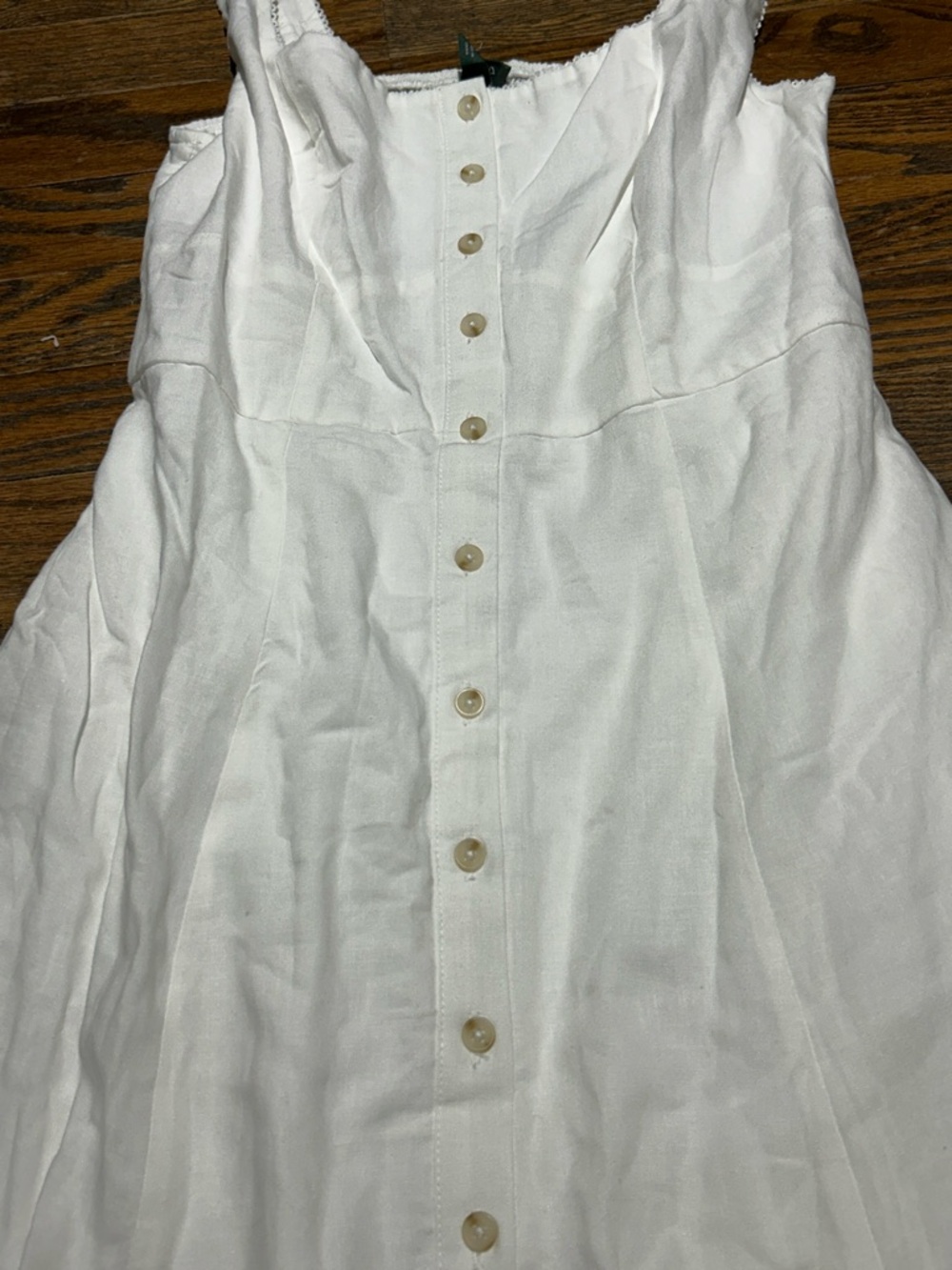 White Button-Front Sundress with Wide Straps - Picture 3 of 5